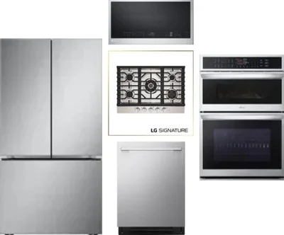 5 Piece Package Includes Refrigerator, Cooktop, Wall Oven, Microwave And Dishwasher