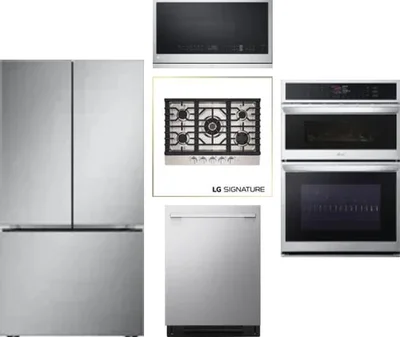 5 Piece Package Includes Refrigerator, Cooktop, Wall Oven, Microwave And Dishwasher