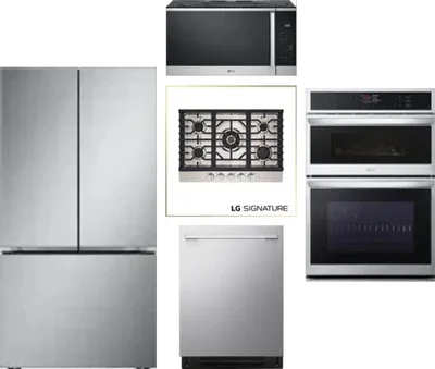 5 Piece Package Includes Refrigerator, Cooktop, Wall Oven, Microwave And Dishwasher