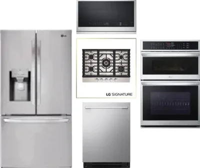 5 Piece Package Includes Refrigerator, Cooktop, Wall Oven, Microwave And Dishwasher