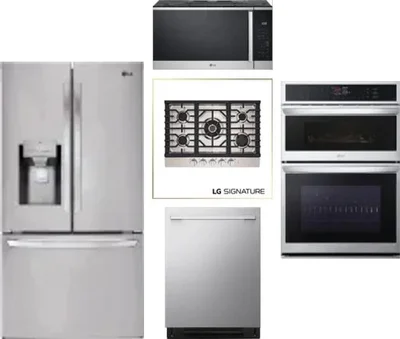 5 Piece Package Includes Refrigerator, Cooktop, Wall Oven, Microwave And Dishwasher