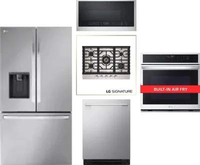 5 Piece Package Includes Refrigerator, Cooktop, Wall Oven, Microwave And Dishwasher