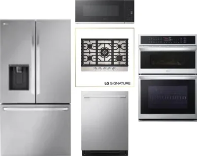 5 Piece Package Includes Refrigerator, Cooktop, Wall Oven, Microwave And Dishwasher