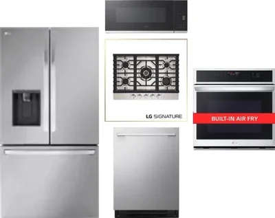 5 Piece Package Includes Refrigerator, Cooktop, Wall Oven, Microwave And Dishwasher