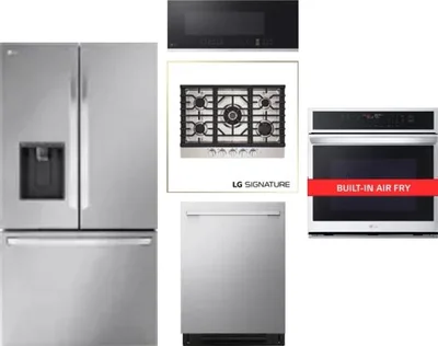 5 Piece Package Includes Refrigerator, Cooktop, Wall Oven, Microwave And Dishwasher