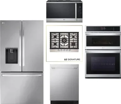 5 Piece Package Includes Refrigerator, Cooktop, Wall Oven, Microwave And Dishwasher
