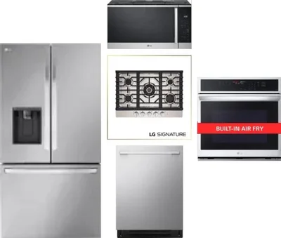 5 Piece Package Includes Refrigerator, Cooktop, Wall Oven, Microwave And Dishwasher