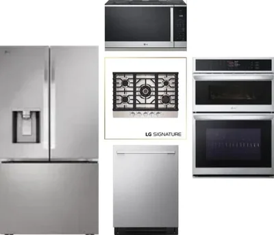 5 Piece Package Includes Refrigerator, Cooktop, Wall Oven, Microwave And Dishwasher