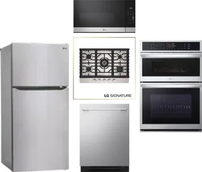 5 Piece Package Includes Refrigerator, Cooktop, Wall Oven, Microwave And Dishwasher