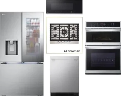 5 Piece Package Includes Refrigerator, Cooktop, Wall Oven, Microwave And Dishwasher