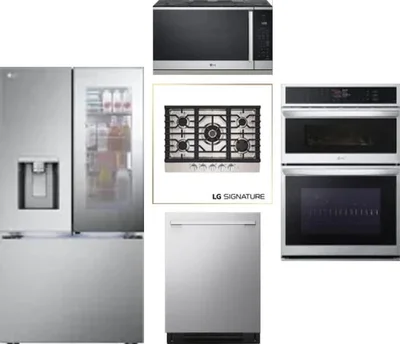 5 Piece Package Includes Refrigerator, Cooktop, Wall Oven, Microwave And Dishwasher