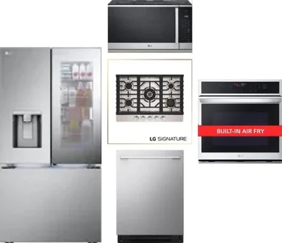 5 Piece Package Includes Refrigerator, Cooktop, Wall Oven, Microwave And Dishwasher