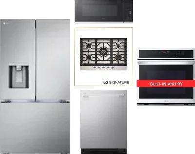 5 Piece Package Includes Refrigerator, Cooktop, Wall Oven, Microwave And Dishwasher