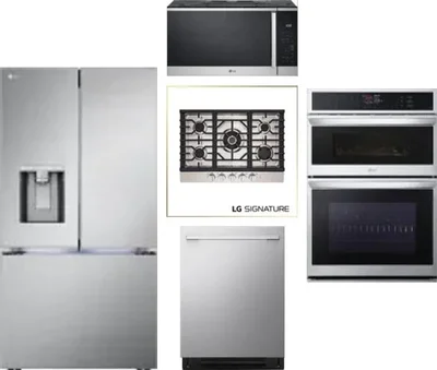 5 Piece Package Includes Refrigerator, Cooktop, Wall Oven, Microwave And Dishwasher