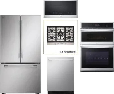 5 Piece Package Includes Refrigerator, Cooktop, Wall Oven, Microwave And Dishwasher