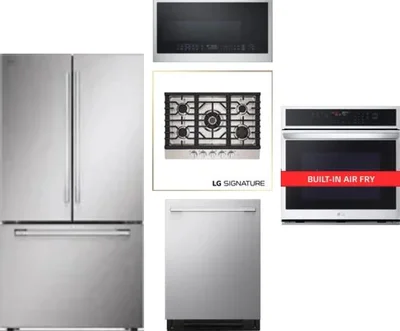5 Piece Package Includes Refrigerator, Cooktop, Wall Oven, Microwave And Dishwasher