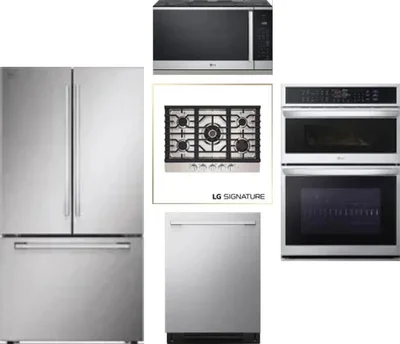 5 Piece Package Includes Refrigerator, Cooktop, Wall Oven, Microwave And Dishwasher