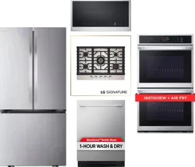 5 Piece Package Includes Refrigerator, Cooktop, Wall Oven, Microwave And Dishwasher