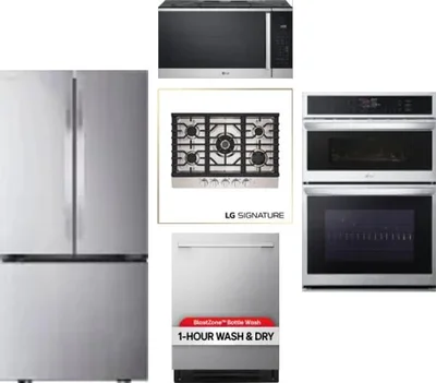 5 Piece Package Includes Refrigerator, Cooktop, Wall Oven, Microwave And Dishwasher
