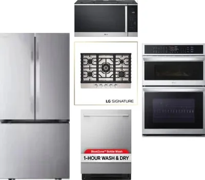 5 Piece Package Includes Refrigerator, Cooktop, Wall Oven, Microwave And Dishwasher