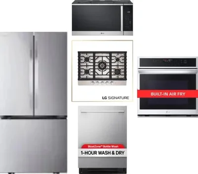 5 Piece Package Includes Refrigerator, Cooktop, Wall Oven, Microwave And Dishwasher
