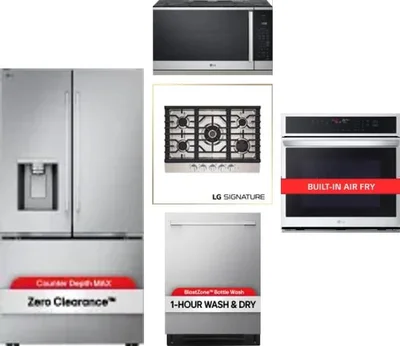 5 Piece Package Includes Refrigerator, Cooktop, Wall Oven, Microwave And Dishwasher