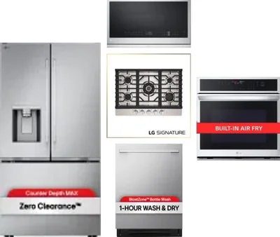 5 Piece Package Includes Refrigerator, Cooktop, Wall Oven, Microwave And Dishwasher