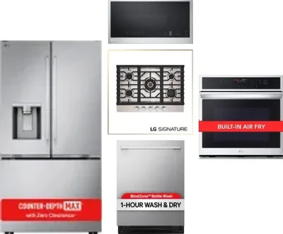 5 Piece Package Includes Refrigerator, Cooktop, Wall Oven, Microwave And Dishwasher