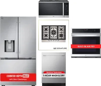 5 Piece Package Includes Refrigerator, Cooktop, Wall Oven, Microwave And Dishwasher