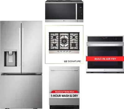 5 Piece Package Includes Refrigerator, Cooktop, Wall Oven, Microwave And Dishwasher