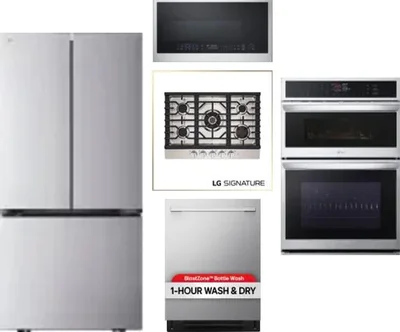 5 Piece Package Includes Refrigerator, Cooktop, Wall Oven, Microwave And Dishwasher