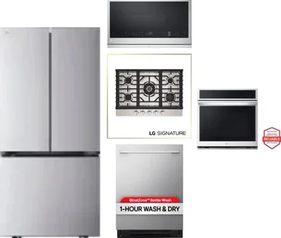 5 Piece Package Includes Refrigerator, Cooktop, Wall Oven, Microwave And Dishwasher