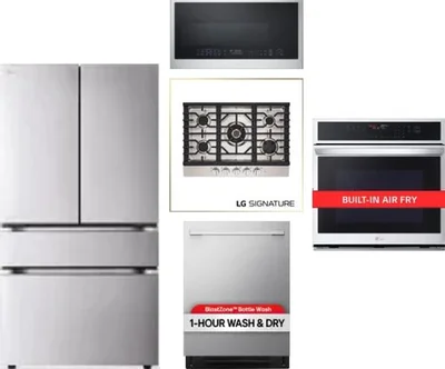 5 Piece Package Includes Refrigerator, Cooktop, Wall Oven, Microwave And Dishwasher
