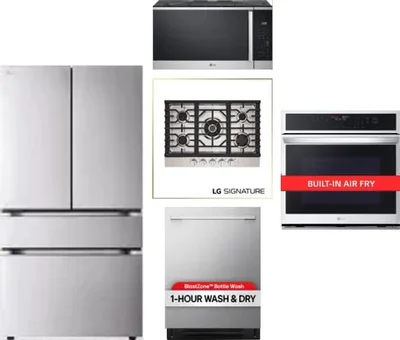 5 Piece Package Includes Refrigerator, Cooktop, Wall Oven, Microwave And Dishwasher
