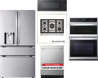 5 Piece Package Includes Refrigerator, Cooktop, Wall Oven, Microwave And Dishwasher