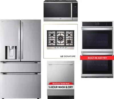 5 Piece Package Includes Refrigerator, Cooktop, Wall Oven, Microwave And Dishwasher
