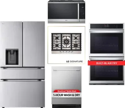 5 Piece Package Includes Refrigerator, Cooktop, Wall Oven, Microwave And Dishwasher