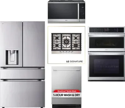 5 Piece Package Includes Refrigerator, Cooktop, Wall Oven, Microwave And Dishwasher