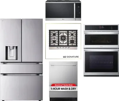 5 Piece Package Includes Refrigerator, Cooktop, Wall Oven, Microwave And Dishwasher