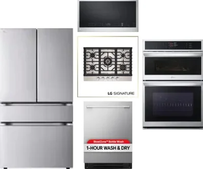 5 Piece Package Includes Refrigerator, Cooktop, Wall Oven, Microwave And Dishwasher