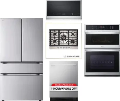 5 Piece Package Includes Refrigerator, Cooktop, Wall Oven, Microwave And Dishwasher