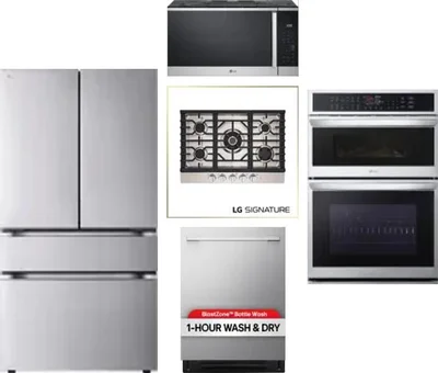 5 Piece Package Includes Refrigerator, Cooktop, Wall Oven, Microwave And Dishwasher