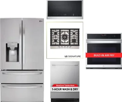 5 Piece Package Includes Refrigerator, Cooktop, Wall Oven, Microwave And Dishwasher