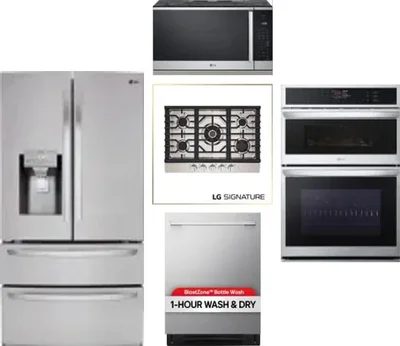 5 Piece Package Includes Refrigerator, Cooktop, Wall Oven, Microwave And Dishwasher