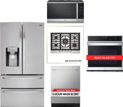 5 Piece Package Includes Refrigerator, Cooktop, Wall Oven, Microwave And Dishwasher