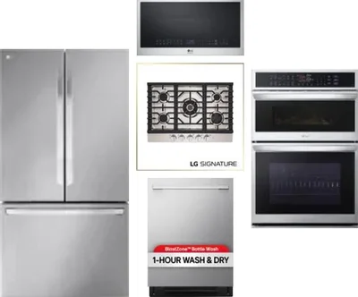 5 Piece Package Includes Refrigerator, Cooktop, Wall Oven, Microwave And Dishwasher