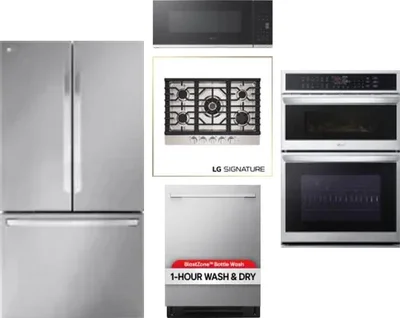 5 Piece Package Includes Refrigerator, Cooktop, Wall Oven, Microwave And Dishwasher