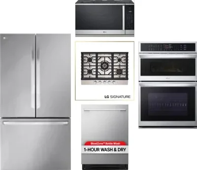 5 Piece Package Includes Refrigerator, Cooktop, Wall Oven, Microwave And Dishwasher
