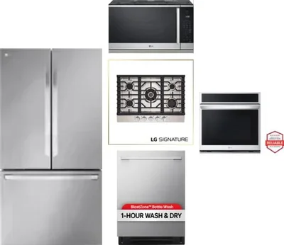 5 Piece Package Includes Refrigerator, Cooktop, Wall Oven, Microwave And Dishwasher