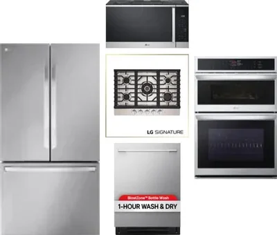5 Piece Package Includes Refrigerator, Cooktop, Wall Oven, Microwave And Dishwasher